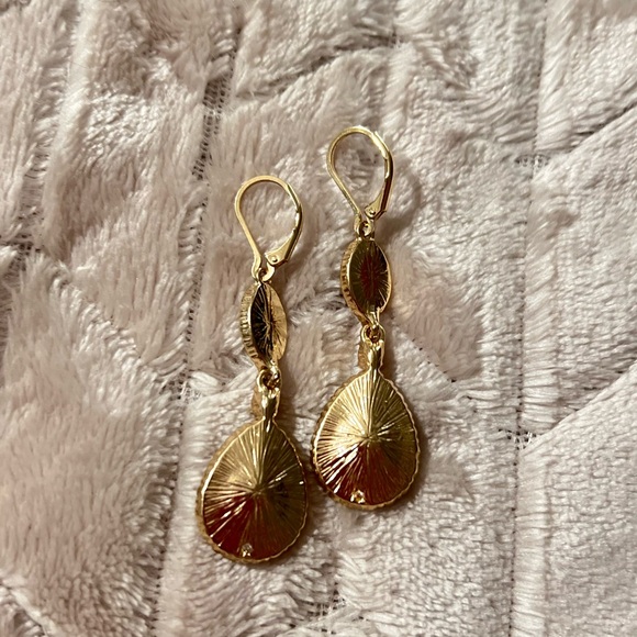 Three Tier Crystal Teardrop Pear Dangle Earring Bridal Wedding Elegant - Picture 5 of 5